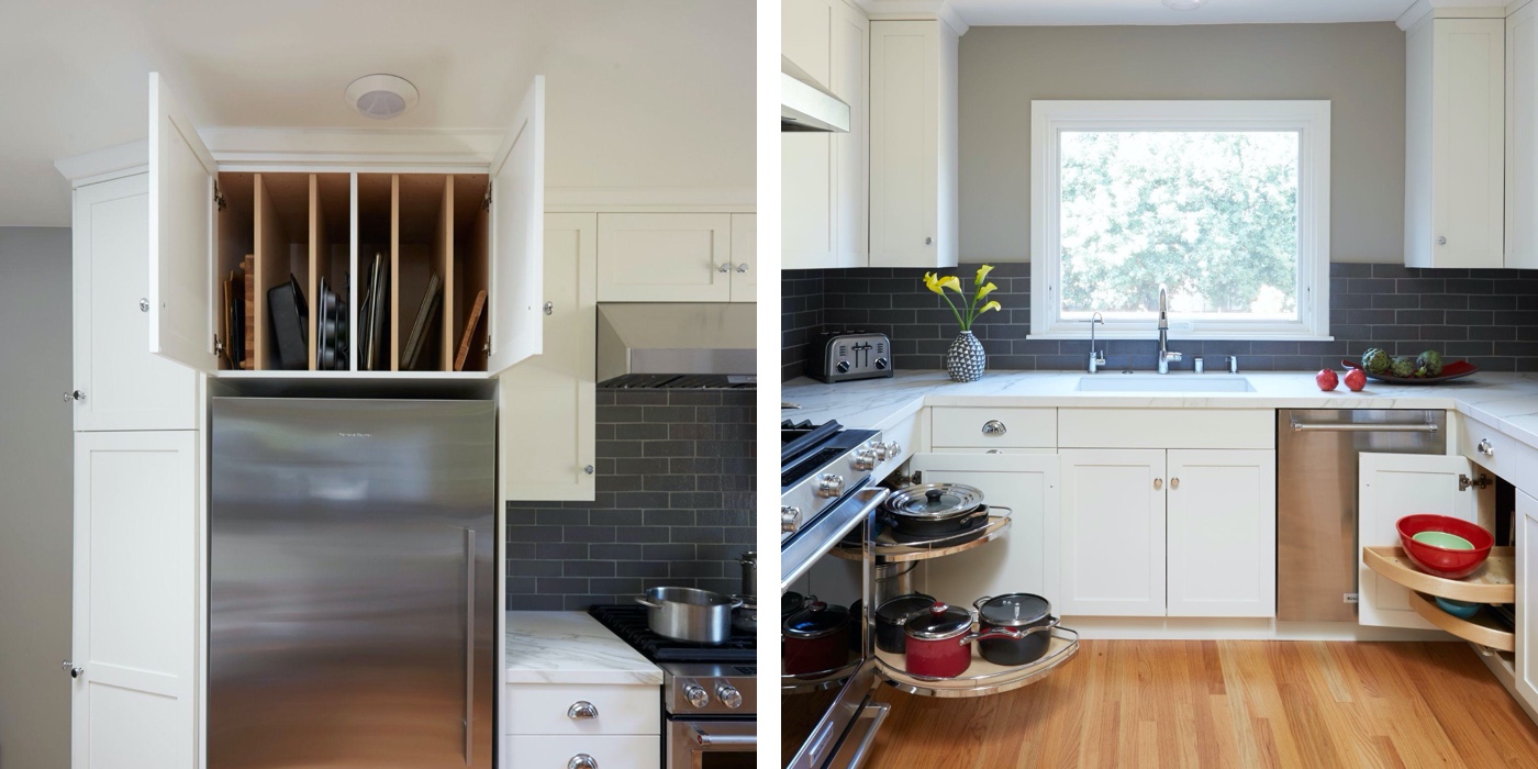 East Bay Remodel Experts Share Clutch Organizational Tips - Kitchen Remodeling - Dove white shaker style doors - Custom Kitchens